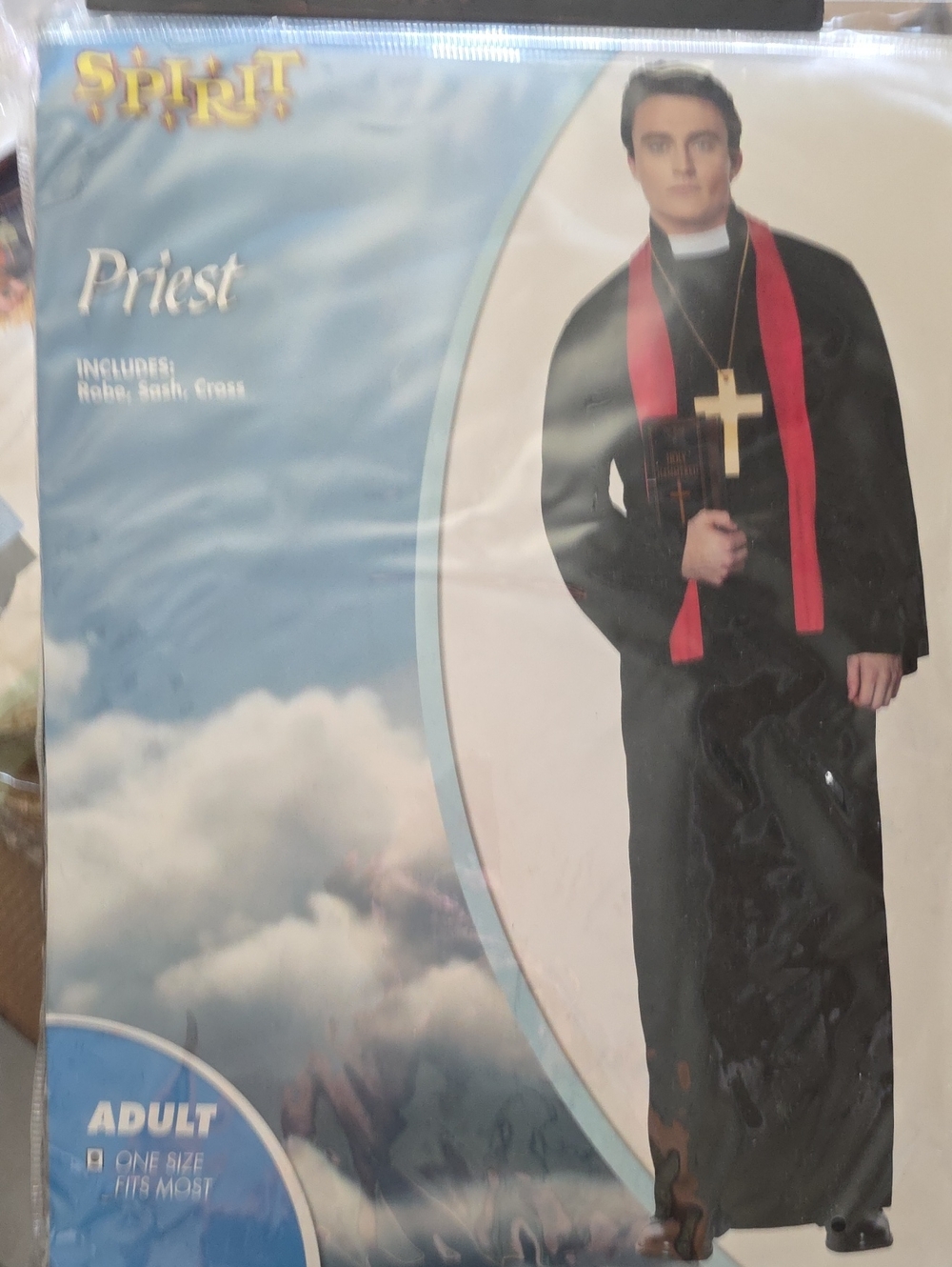 Spirit of Halloween Adult Priest Costume - Black with Red Stole